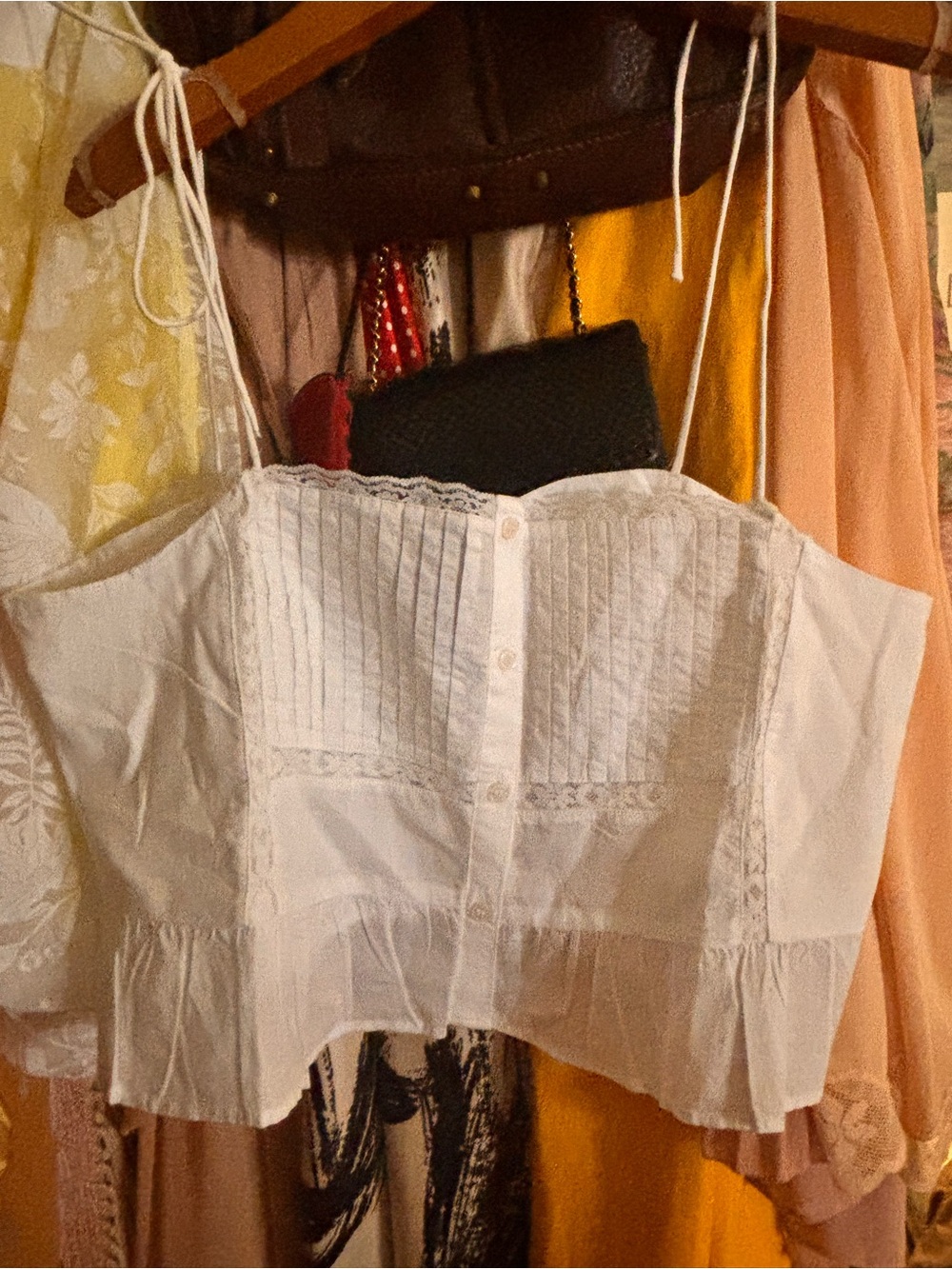 BNWT White Lace-Trim Cotton Crop Top - Women